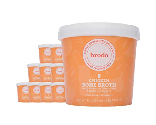 Chicken Bone Broth by Brodo, 10 Pack, Keto Diet, Gluten Free, Paleo Friendly, Whole 30 Approved, Supports Intermittent Fasting, 22 oz