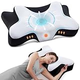 DONAMA Nackenstützkissen zum Schlafen, ergonomisches Nackenkissen für Seiten-, Rücken- und Bauchschläfer mit abnehmbarem und waschbarem Kissenbezug (Schwarz-Weiß, 66x37x13 cm)