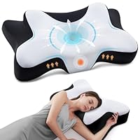 DONAMA Nackenstützkissen zum Schlafen, ergonomisches Nackenkissen für Seiten-, Rücken- und Bauchschläfer mit abnehmbarem und waschbarem Kissenbezug (Schwarz-Weiß, 66x37x13 cm)