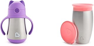 Munchkin® Cool CatTM 8oz Toddler Straw Cup & Miracle 360 10oz Stainless Steel Sippy Cup Bundle
