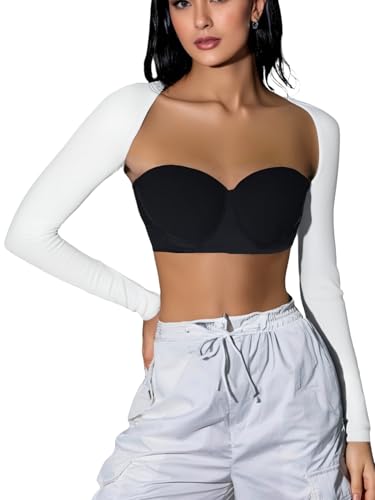 Image of Verdusa Women's Long Sleeve Bolero Shrug Open Front Crop Shirt Top Cardigan
