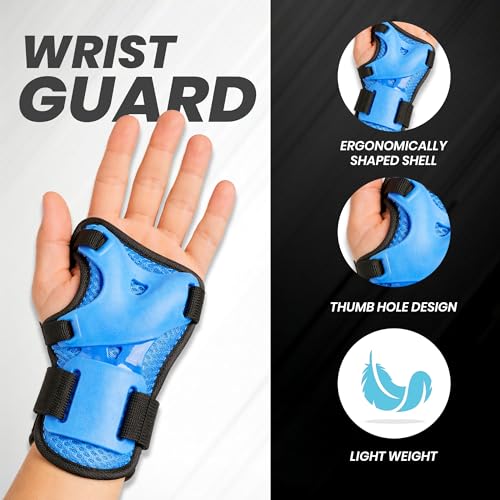Image of JASPO Neo Kids Protective Gear Set | SX-4 | Knee Pads, Elbow Pads & Wrist Guards for Skating, Cycling & Skateboarding (Medium Size)