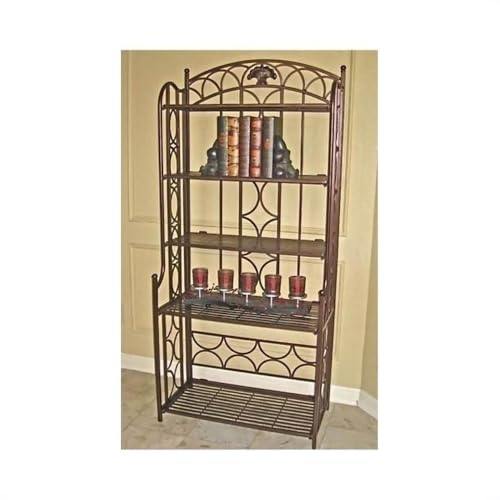 Pemberly Row Iron 5-Tier Bakers Rack in Bronze