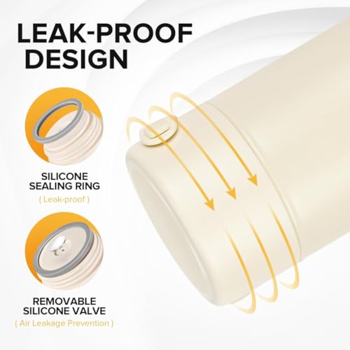 Image of YELONA Insulated Lunch Soup Pot with Folding Spoon & Lid Bowl | 316 Stainless Steel Double Vacuum Food Jar | Leakproof Hot & Cold Food Container for Office & Kids (White)
