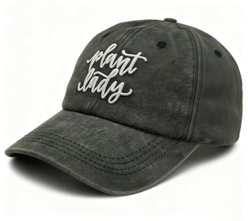 Jumsky Plant Lady Mom Embroideried Baseball Caps Adjustable Washed Trucker Dad Hat Black