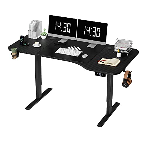 Shahoo Electric Height Adjustable 63 X 30 Inches Standing Desk Computer Workstation Home Office & Study Student Writing Table, Black #TOP16