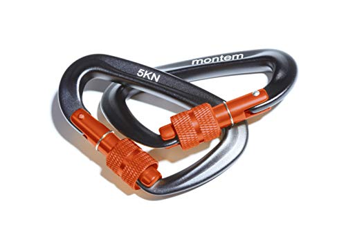 Montem The Best Ultra Sturdy Locking Carabiners x2/5kN/1100 lbs of Force/Perfect Hammocks/All Camping