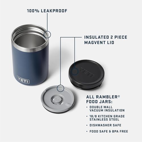 YETI Rambler 16 oz Food Jar, Vacuum Insulated, Stainless Steel, With Airtight Lid, Olive/King Crab Orange
