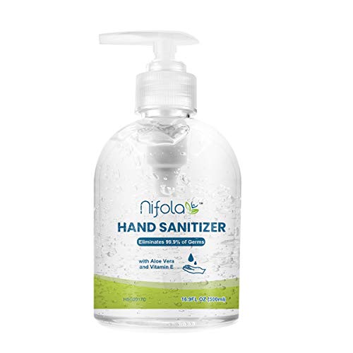 Hand Sanitizer Liquid Gel 20 Pack Of 16.9 Oz Aloe Vera Vitamin E Quick Clean Multipurpose Hand Wash, Clear Moisturizing And Refreshing, Fast Dry, Travel Size With Pump Dispenser Convenience By Nifola #TOP3