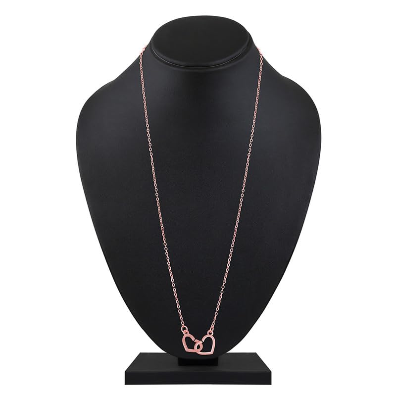 Image of Mahi Dual Heart Link Pendant Necklace for Women (PAPS1101897PR)