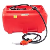 52 Gallon GasTank, Portable Fuel Transfer Tank with 12V Electric Pump, Flow Rate 10.6 GPM,13ft Electric Wire & Fuel Transfer Discharge Hose, Auto Fuel Nozzle & 360° Swivel Connector - Red