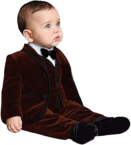 2T Tuxedo for Toddler Coffee Blazer Fashion Velvet Dress Suit for Christmas Holiay Party