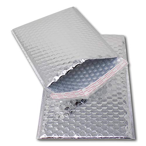 EPOSGEAR 10 Silver Shiny Metallic Foil Bubble Padded Bag Mailing Envelopes - Perfect for Marketing, Promotions or and Alternative to Gift wrap (A5 / C5 (DVD) - 250mm x 180mm)