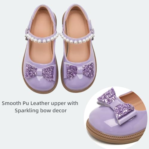 Toddler Girl's Bow Princess Dress Shoes Wedding Party Flower Girl Mary Janes Ballet Flats for Kids3