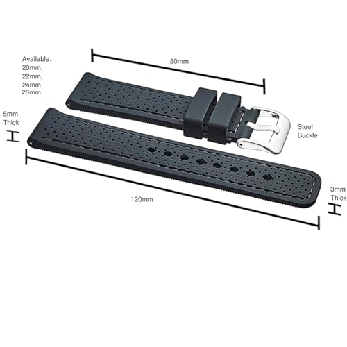 ALPINE Premium Soft Silicone Adjustable Watch Band, Replacement Rubber Watch Band for Women Men, Quick Release Waterproof Watch Bands Compatible with