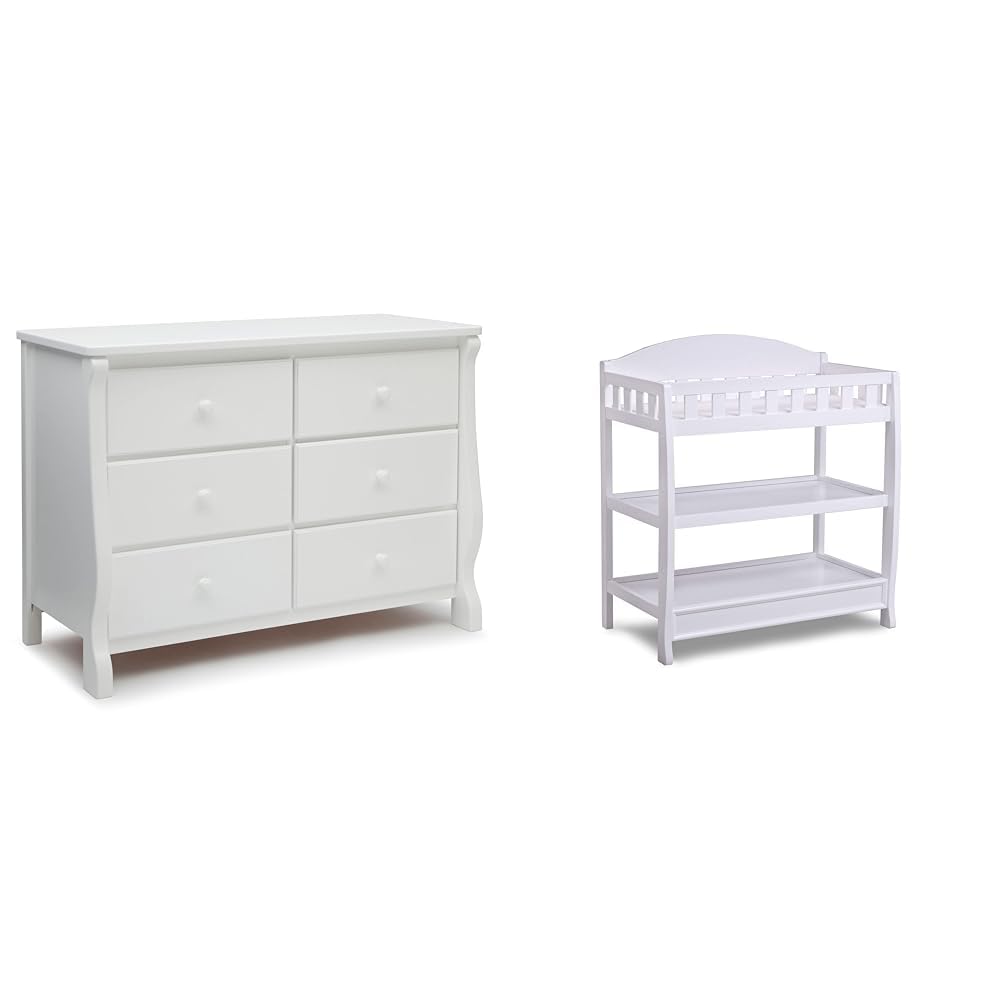 Amazon.com: Delta Children Universal 6 Drawer Dresser with Interlocking  Drawers - Greenguard Gold Certified, White & Infant Changing Table with  Pad, White : Home & Kitchen