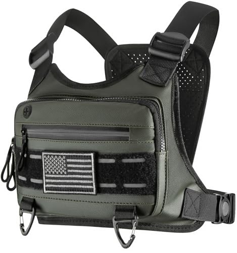 YZDD GOMIA Chest Bag For Men and Women Water Resistant Running Vest Tactical Chest Bag Pack for Sports Outdoor (DarkGreen)