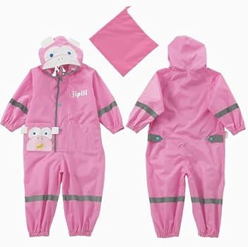Kids Peuter Regenpak voor Jongens Meisjes Eendelige Hoodie Rits Cartoon Waterdichte Overall Regenjas 1-10 Jaar, Donkerblauw, 5-7 Years