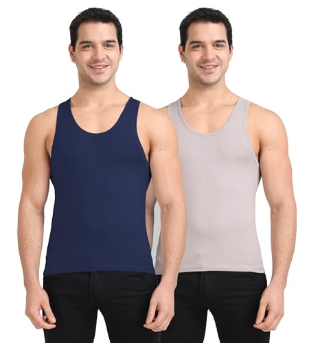 Image of Freecultr Cotton Vest for Men Sleeveless Lightweight Solid Round Neck Comfort Vest | Ultra-Soft Breathable Innerwear Sando for Gym, Sports, Workout, and Everyday Wear | Regular Fit and Durable Design