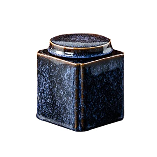 Lata de té de cerámica retro de 950 ml, lata de cerámica azul con tapa, galletas, té, café, dulces, aperitivos, especias, pasteles, hierbas, envases de regalo