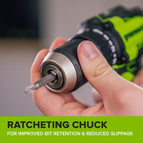 Image of Greenworks PowerAll 24V Cordless Brushless 1 /2 inch 400 in-lbs Drill /Driver, 20+1 Ratcheting Clutch, 2.0Ah USB-C Battery (12,000mAh Power Bank),30W USB-C Charger and Cable,10PC Titanium Drill Bit Set