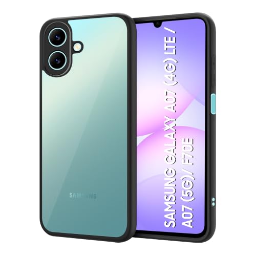 Image of CEDO Backcover for Samsung Galaxy A07 (4G) LTE / A07 (5G) / F70E | Camera Protection Bump Shockproof Edge | Ultra Hybrid Transparent Acrylic Clear TPU+PC Hard Backcase Cover (Black)