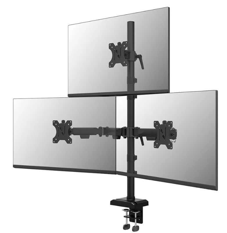 Bras 3 TFT Neomounts TIS resout le manque de place sur bureau pour triple ecran 10-32