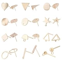 BENECREAT 24PCS Orecchini Placcate Oro 18K 12 Stili Perno in Ottone a Forma Mista con Cerchio per Orecchino Fai da Te Che Fanno Forniture