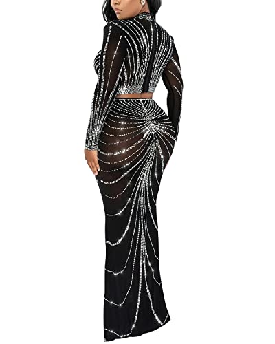 Image of PORRCEY Sexy Elegant Rhinestone Party Club Night Formal Dress for Women