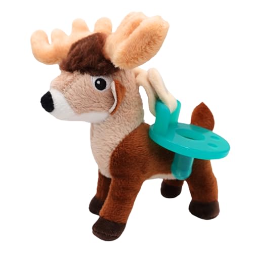 Image of Gamezies Baby Boy and Girl Silicone Pacifier with Detachable Outdoor Plush Toy Holder, White Tail CPSIA Tested, BPA-Free 0-6 Months