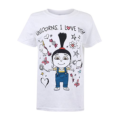 Despicable Me Unicorns Camiseta, Blanco (White Wht), 5-6 Años para Niñas