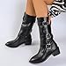 Women's Mid Calf Comfortable Fall Fashion Chunky Low Heel Shoes Plus Size Slouchy Boots Motorcycle Style