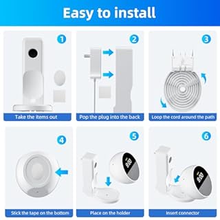 AFGHOA Wall Mount Stand for Echo Spot 2024, Outlet Hanger Stand with Built-in Cable Management, Hide Messy Wires Wall Holder, Space Saving for Echo Spot Kids,No Screws and Drill Needed,White