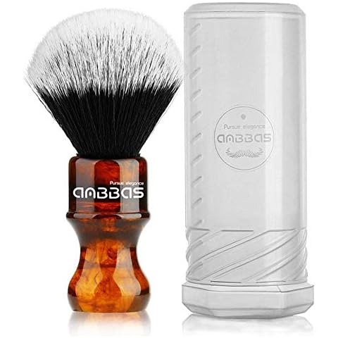 Rasierpinsel Vegan mit Reisedose für Rasierpinsel Classic Nylon Fibre Harzgriff Anbbas Größe Shaving Bürste Cover