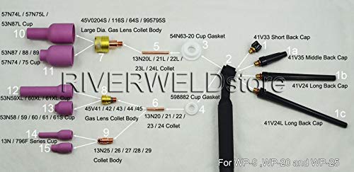 Image of RIVERWELD TIG Welding Collets 13N22 1 /16 inch & 1.6mm for WP 9 20 25 10pcs | Fit DB PTA SR WP 9 20 25 TIG Welding Torch