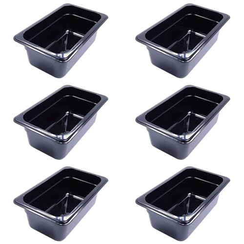AcMax 6 recipientes GN 1/4 Gastronorm GN, 2,8 litros, profundidad de 100 mm, plástico, color negro