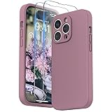 surphy designed for iphone 14 pro max case with screen protector with camera protection soft microfiber lining liquid silicone phone case lilac purple