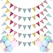 Dusor Wimpelkette Outdoor, Wimpelkette Draußen 5 Stück 4M 60Pcs Wimpel + 18Pcs Bunte Luftballons, Leinenimitat Einschulung Deko, Happy Birthday Girlande Geburtstag Party Hochzeit Deko