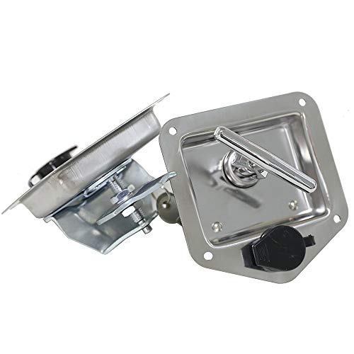 Tutor Auto 2Pcs Trailer Door Latch T-Handle Lock Highly Polished Stainless Steel Keys With Gasket - Folding T Handle Latch Rv Camper Truck Trailer Toolbox #TOP1
