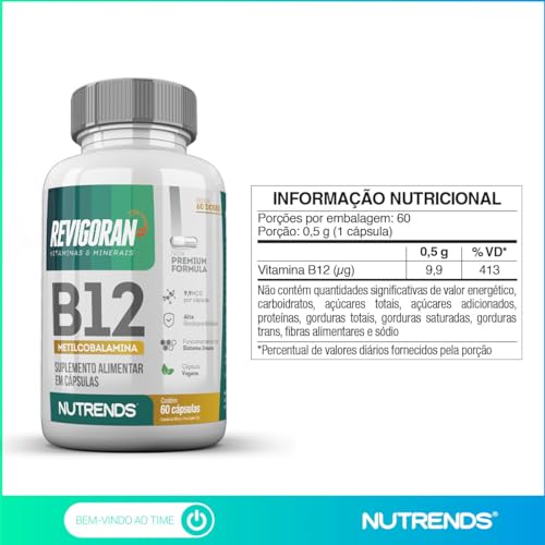 Revigoran Vitamina B12 Metilcobalamina 9,9mcg 60 cápsulas, Nutrends