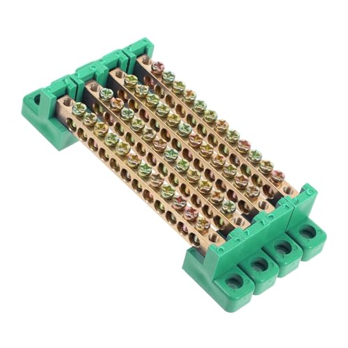 Cabilock Bloque De Bus Cobre Base 12 Agujeros 6x9 Mm Verde 4 Piezas Regleta Conexión a Tierra