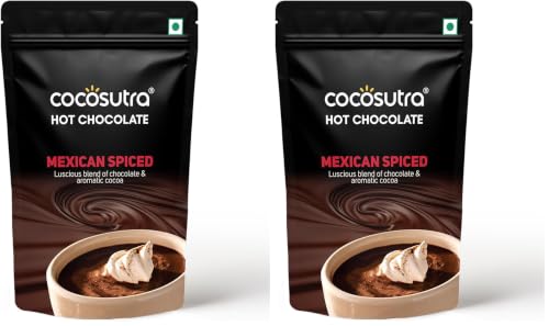 Image of COCOSUTRA Mexican Spiced Hot Chocolate Mix | Enjoy hot or cold | 100 g | Gluten Free Drinking Chocolate Powder | No Preservatives | Ready in 2 Minutes | Serves 5 Cups (Pack of 2)