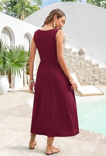 Image of WNEEDU Women's Summer Maxi Dress Casual Sleeveless Sundress