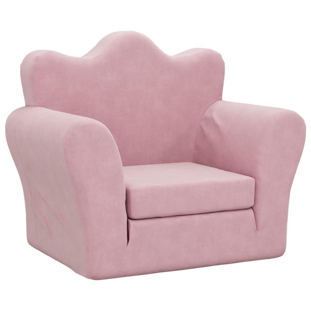 vidaXL Canapé-lit pour Enfants, Lit de Jour avec Dossier et Accoudoirs, Lit d'Invité pour Tout-Petits Chambre Salon Maison, Rose Peluche Douce
