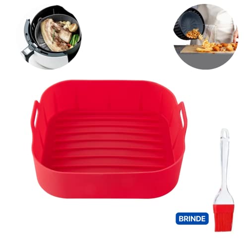 Forma Panela Forro Para Cozimento Airfryer Sem Sujeira Reutilizável (Vermelha)