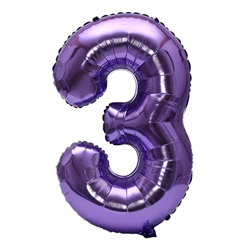 Image of YPSelected 32 Inch Large Foil Helium Number Balloon Birthday Wedding Party 0-9 (Purple, 3)
