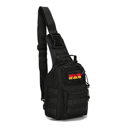 DOCANIO Taktische Sling Bag für Herren - Wasserdichte Umhängetasche für Outdoor, Reise & Alltag, Verstellbarer Schultergurt, Leichter Trekking Brustbeutel, Kampfausrüstung & EDC Tasche (Schwarz)