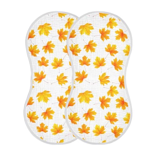 Maple Leaves Baby Burp Cloths for Boys and Girls, Soft Muslin Spit Up Towels, 22"x11" Newborn Essentials for Feeding and Drooling, 4 Pack2