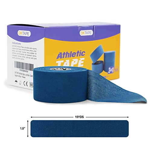 Image of OK TAPE Athletic Sports Tape（4 Packs) - 45ft Per Roll Very Strong Tape for Athlete & Sport Trainers & First Aid Injury Wrap, Perfect for Fingers Ankles Wrist on Bat, Hockey Stick - Dark Blue