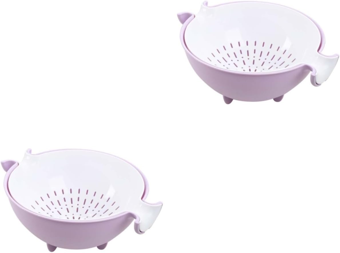 Ciieeo 2pcs 2-in- Sink Basket Strainer Set Large Colander Bowl Dish Strainer Multi-functional Drain Basket over Sink